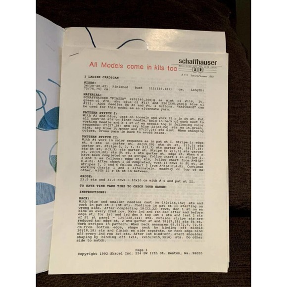 Schaffhauser 111 Summer 1992 Knitting Pattern Book German w English translation - Picture 3 of 3